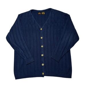 Liz Sport Ribbed Knit Preppy Academia Cardigan Sweater Grandma core Women S Cozy